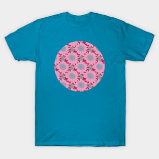 Mothers Day Pink Daisy Gerbera Floral Pattern Circle T-Shirt